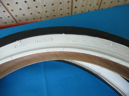 Schwinn 20" Bicycle Stingray Rear Slick White & Front White Wall Tires Pair -New - Picture 5 of 13
