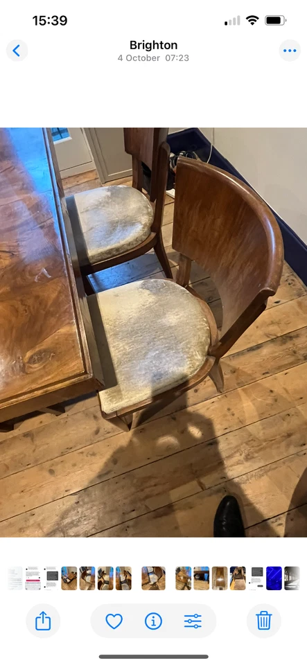 Antique walnut dining table and chairs - Image 4 of 4