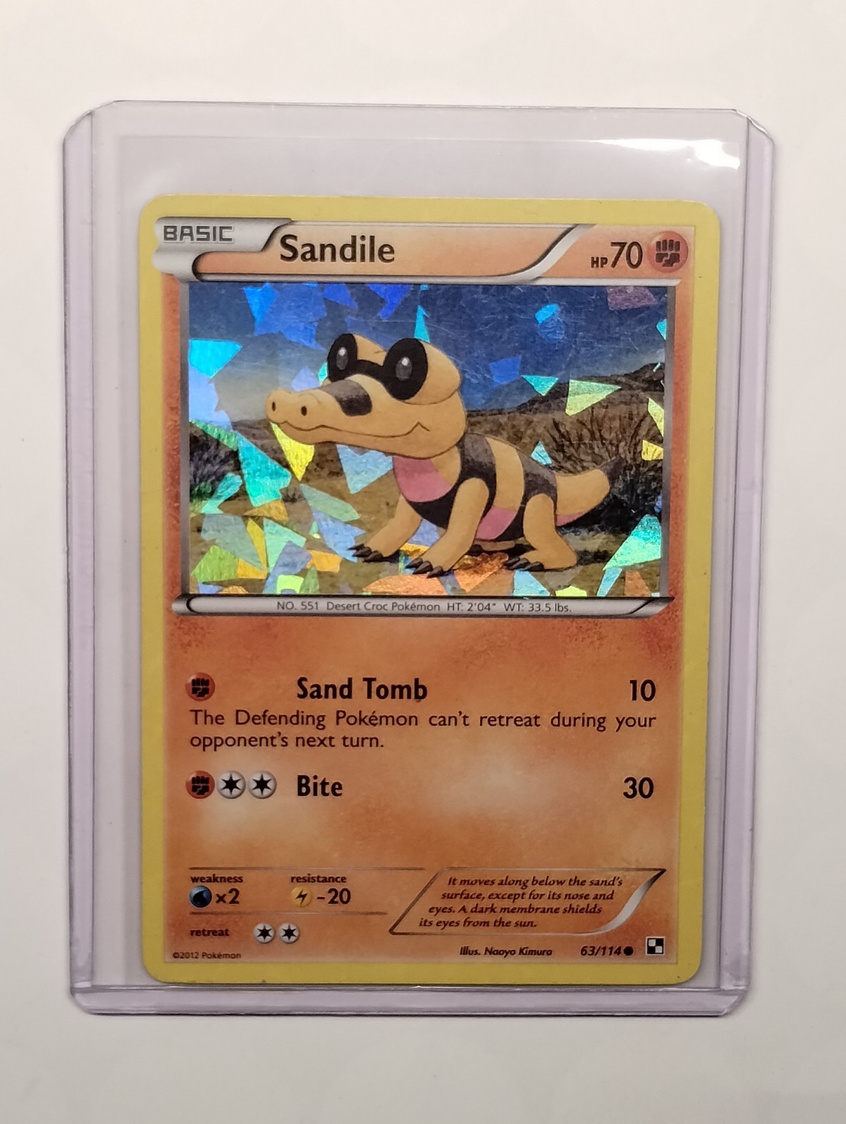 Pokemon TCG - Sandile - 63/114 - Black and White - LP Cracked Ice Holo (2011)