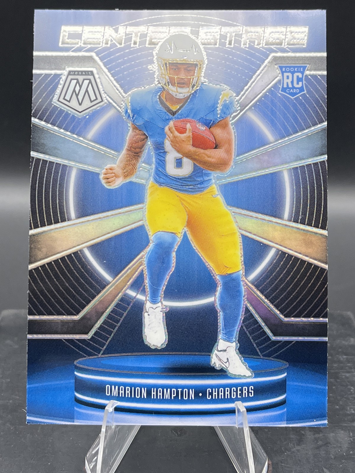 2025 Panini Mosaic- Omarion Hampton #6 Mosaic Center Stage Silver (RC)