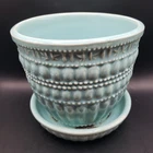 Vintage McCoy Pottery  1961  Beaded Planter Aqua  MCM Excellent Cond.