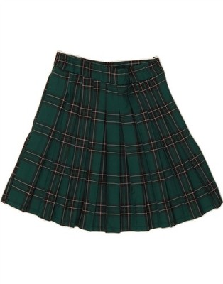 TERRANOVA Womens Knife Pleated Skirt XS W24 Green Plaid Polyester AK13