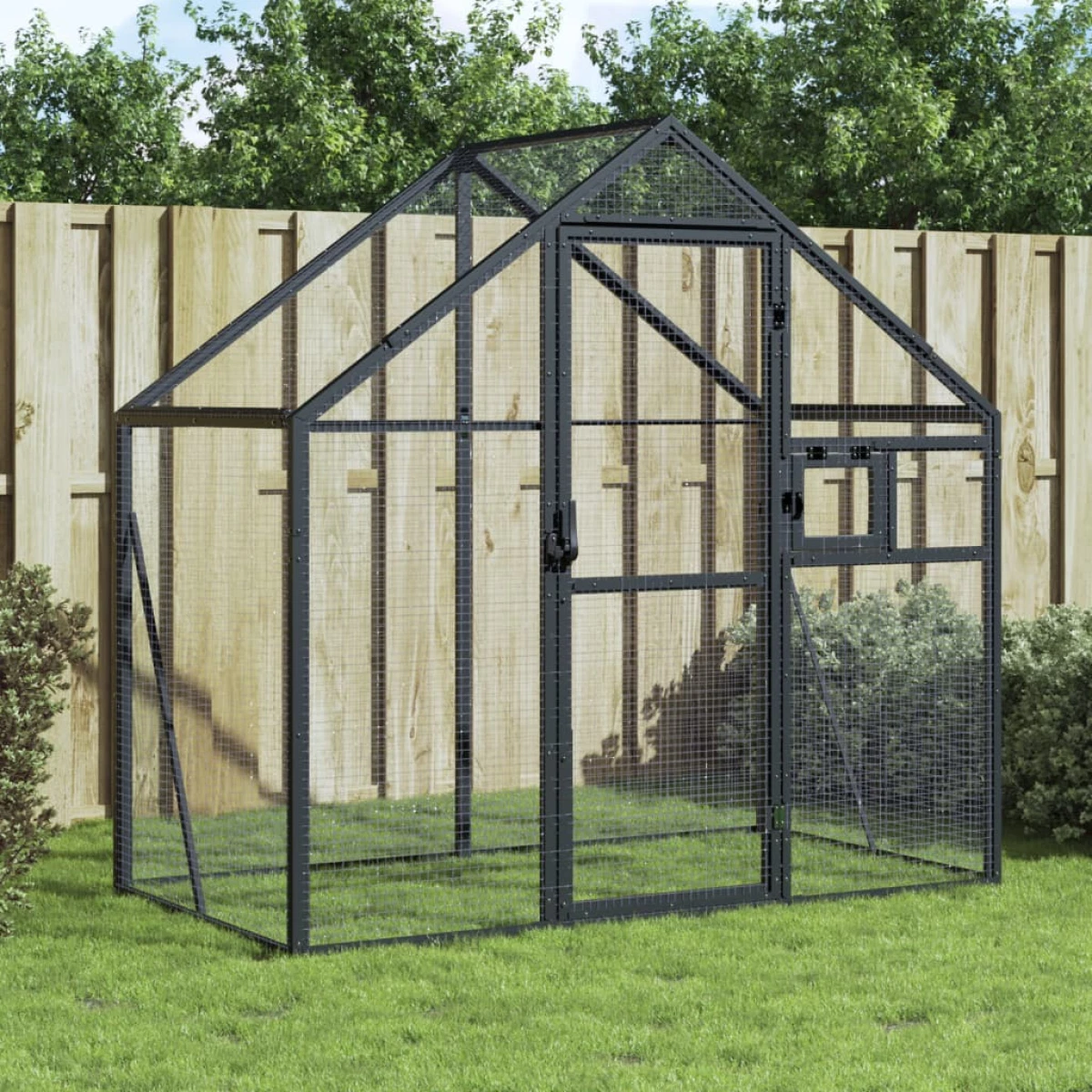 Aviary Anthracite Aluminium 179x100x185cm Outdoor Bird Enclosure Lockable Window