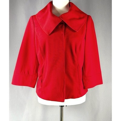 Sandro Womens Red Cropped Swing Jacket Size M Retro Mob Wife Old Money Paris