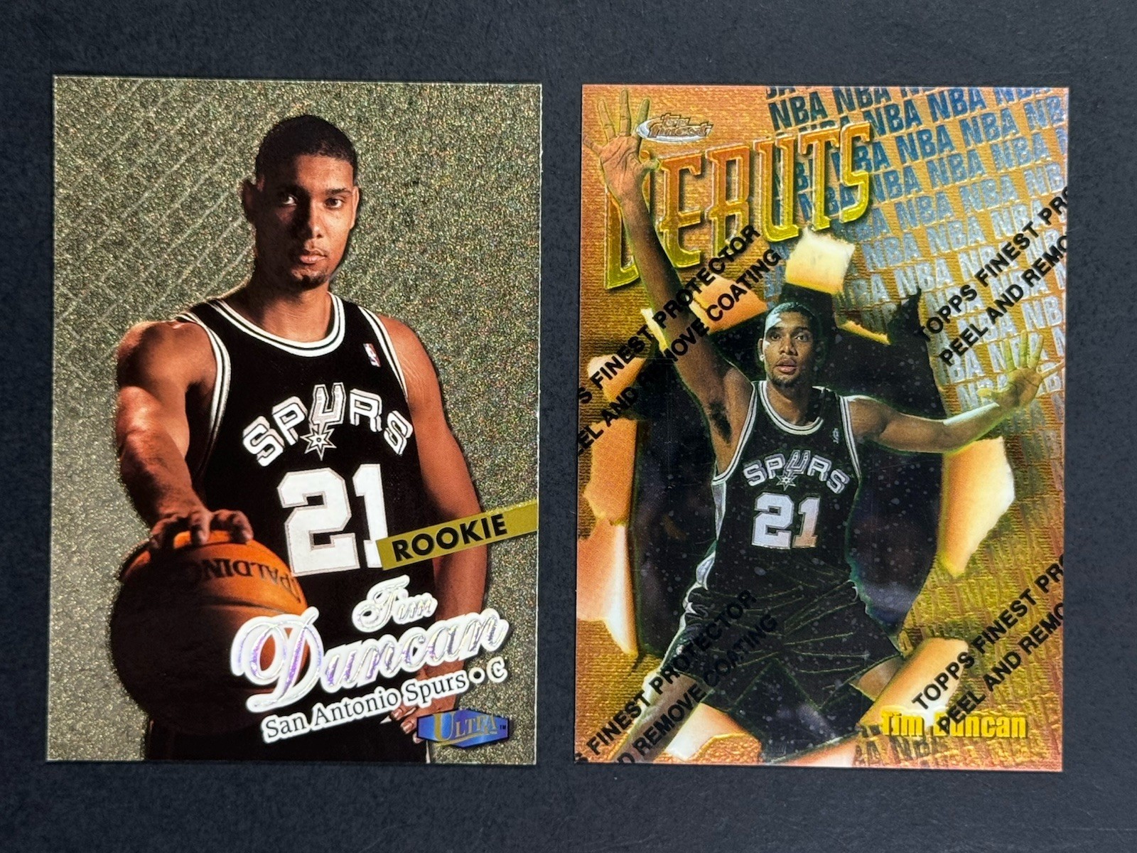 Tim Duncan 1997-98 Fleer Ultra RC Gold Medallion #131G & Finest RC Debuts #101