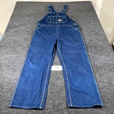 Round House Bib Overalls Mens 38x30 Blue Denim Cotton Workwear Adjustable Straps
