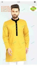 Mens Kurta Yellow Color Cotton Kurta For Men Boys Traditional Indian S/M/L/XL/XX