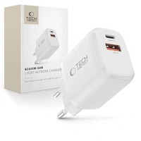 Tech-Protect NCA45W-GAN USB-A, USB-C NetzladegeräT Pd 45W / QC3.0 Weiß