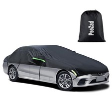 Universal Half Car Cover Waterproof All Weather, Black Car Covers Black Sedan