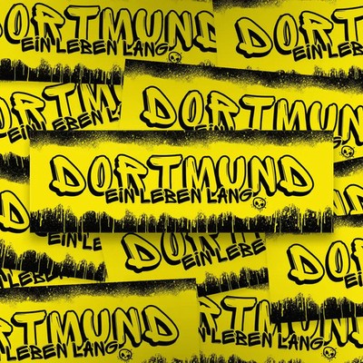 100x Dortmund Aufkleber/ Sticker 'Ein Leben lang'/ Fanartikel/ PVC/ 14,8x5,0 cm