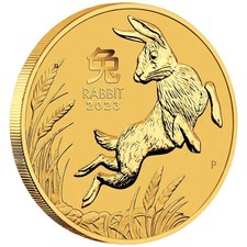 Year of the Rabbit Gold Coin (4th) Lunar III 2023 Australia Bullion Coin - 1 oz BU 4602.56 per troy oz