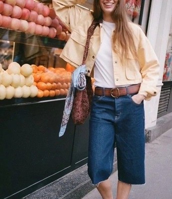 We the Free People Jam Session Relaxed Capri /Jorts Denim Dark Blue Button Fly