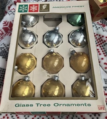 Vintage 21/4'' Franke America's Finest Glass Tree Christmas Ornaments - Box of 11