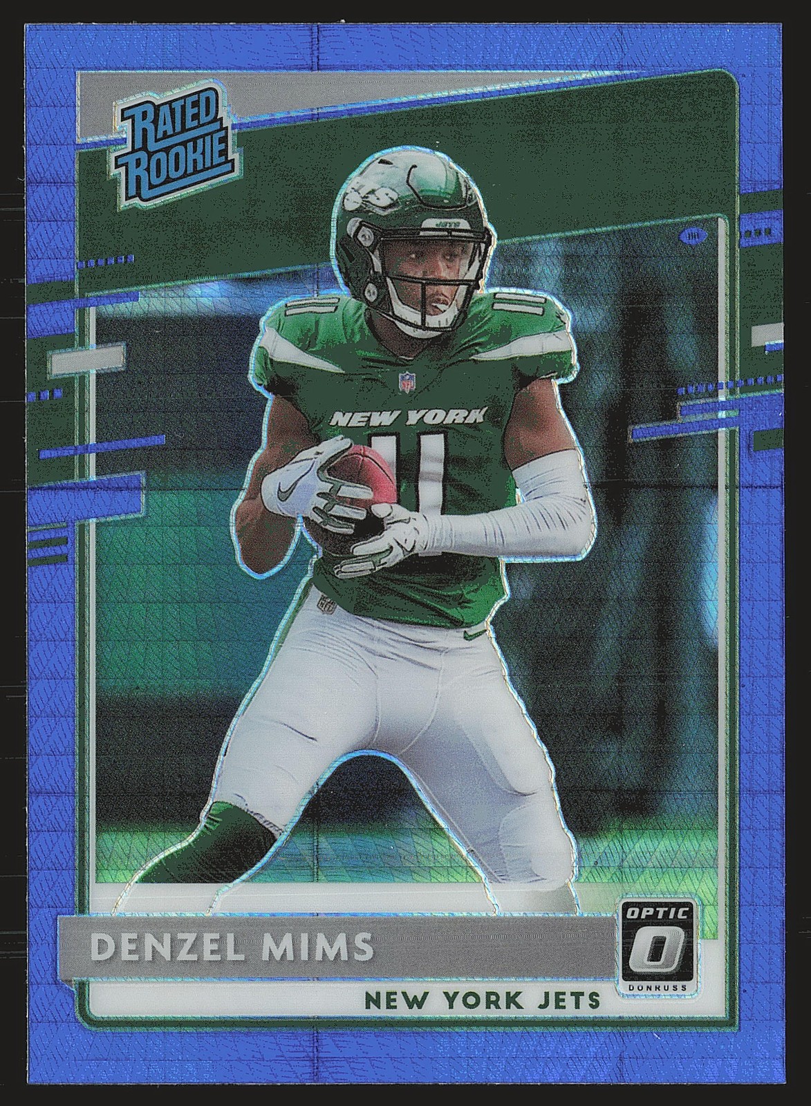 2020 Donruss Optic #173 Denzel Mims Blue Hyper RC