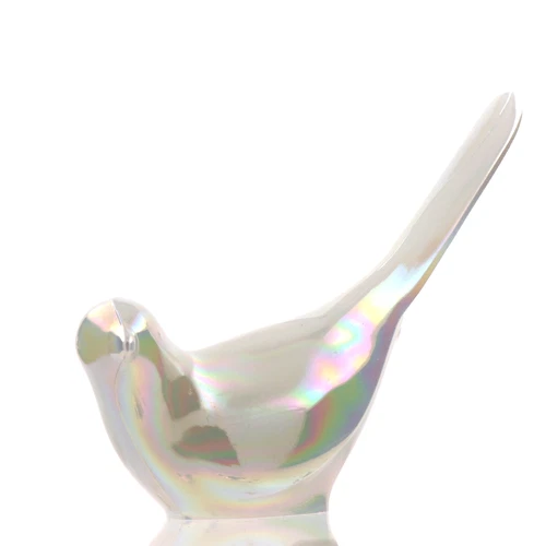 Vintage Fenton Art Glass Pearl White Happiness Bird Figurine 6" Long