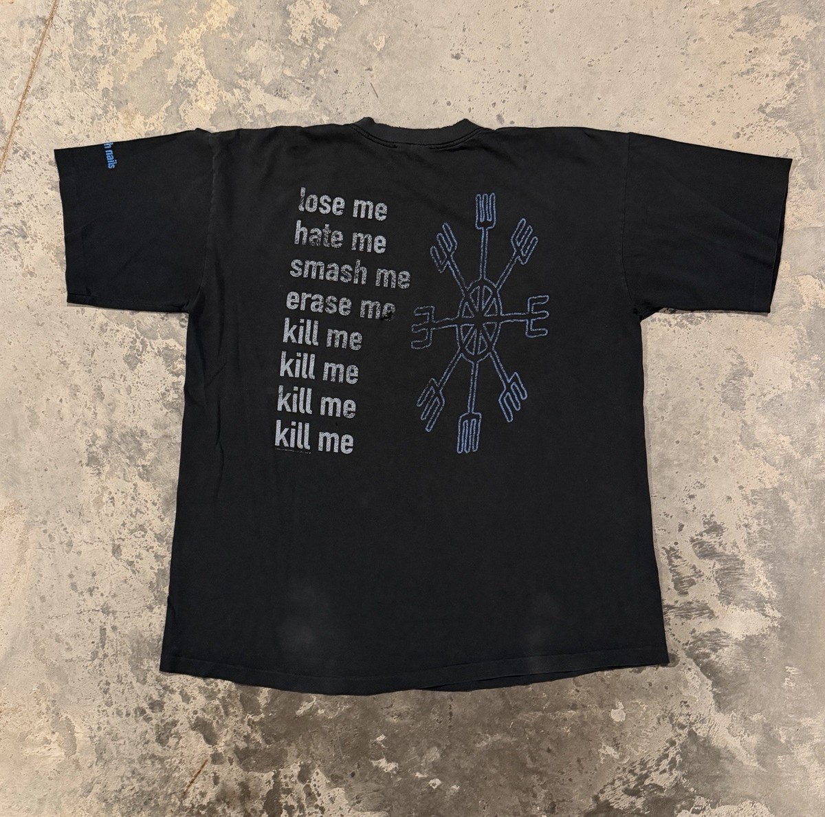 Vintage 1995 Nine Inch Nails Eraser T Shirt Size XL NIN Distressed