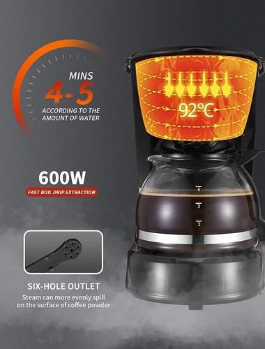 Gevi 4 Cups Small Coffee Maker, Compact Coffee Machine with Reusable Filter NEW - Picture 3 of 9
