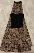 BEAUTI Vintage Floral Broomstick Maxi Skirt Gypsy Hippie Rare with BLACK TEE