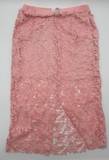 A New Day Women's Long Lace Skirt L Pink Lined NWT