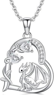 925 Sterling Silber Drache Anhänger Halskette Schmuck Geschenk für Damen Mädchen