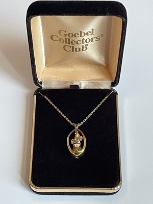  Girl with Rag Doll  Hummel Goebel Collectors Club Necklace, Gold Over Sterling