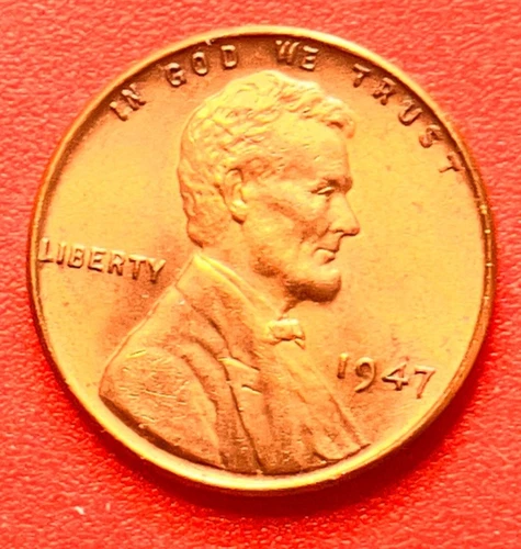 1947-P Lincoln Wheat Cent Penny GEM RED BU From an Original Bank Roll