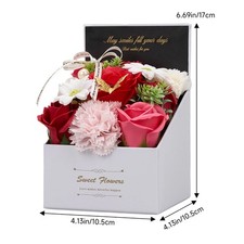 Soap Flower Bouquet Rose & Carnation Gift Box Birthday Valentines Mothers Day