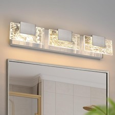 LED Bathroom Vanity Light: 24 Inch Acrylic Modern 3 Light Brushed Nickel