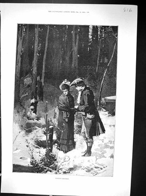 Alte 1884 Verschwörung Unhief Mann Dame Schnee Wald Werbung Mappin Viktorianisch