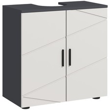 kleankin Mobile Bagno Sotto Lavabo a Piedistallo con 2 Ante in Legno Grigio