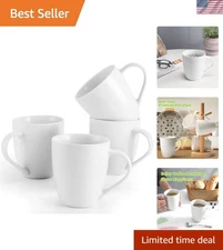 Coffee Mug Set of 4 16 Ounce Ceramic Large Handle White Coffee Cups
