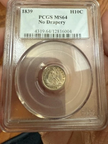 1839 Seated Liberty Half Dime. No Drapery Variety. PCGS MS64!