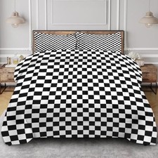 Plaid Checkerboard Grid Quilt Comforter Set Size, Modern Twin Black White