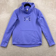 Under Armour Hoodie Womens Size XS Purple Pockets Logo Graphic Storm