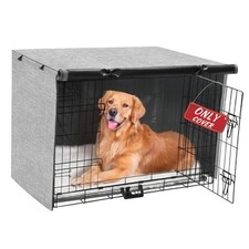 Dog Crate Cover - Double Door Waterproof Pet Kennel 36"L x 23"W x 25"H Grey