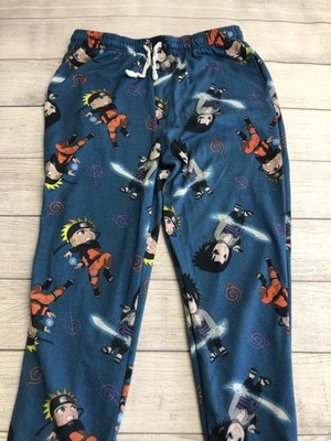 Naruto Shippuden Collection Pajama Pants Mens Medium Blue Naruto Sasuke Sleep