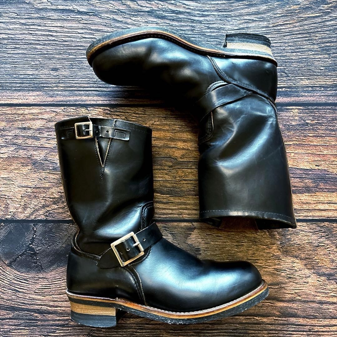 Red Wing 2268 Engineer Biker Boots PT91 Men's ９E Black Leather ANSI Tag image 7