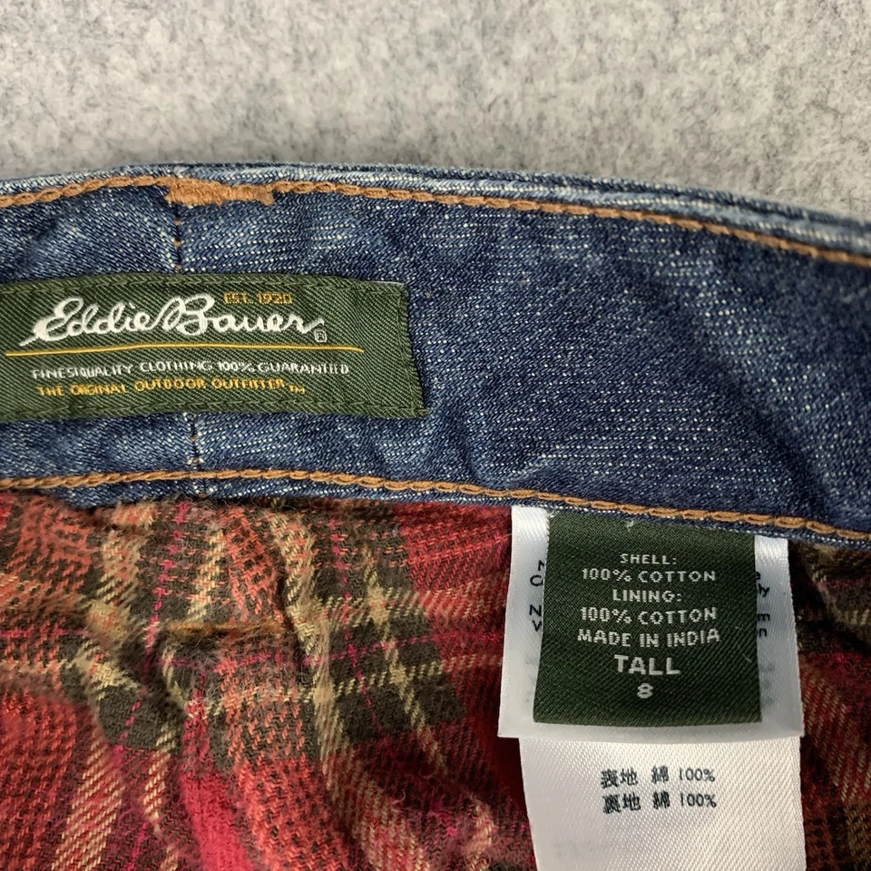 Eddie Bauer Jeans Women's 8 Tall Flannel Lined Straight Fit High Rise Dark Wash - Image 3 of 4