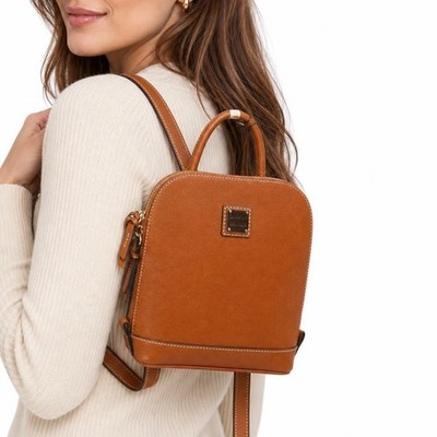 Dooney & Bourke Small Zip Pod Backpack Natural Saffiano Leather
