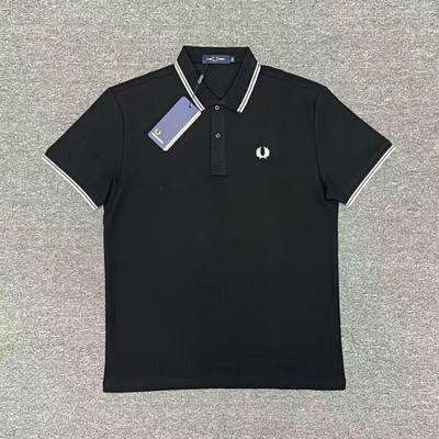 Fred Perry Herren Polo schwarz mit Logo, Kurzarm, Kragen, Größe S-XXL