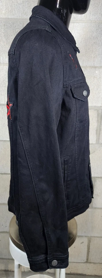 Members Only Tiger and Stars Black Denim Jacket Men's Size XL - Image 3 of 4