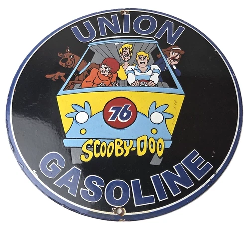 Vintage Union 76 Gasoline Sign - Scooby Doo Gas Pump Porcelain Sign