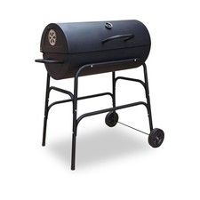 Charcoal Oil Drum BBQ Grill Large Steel Barrel Rack Barbecue Smoker with Wheels