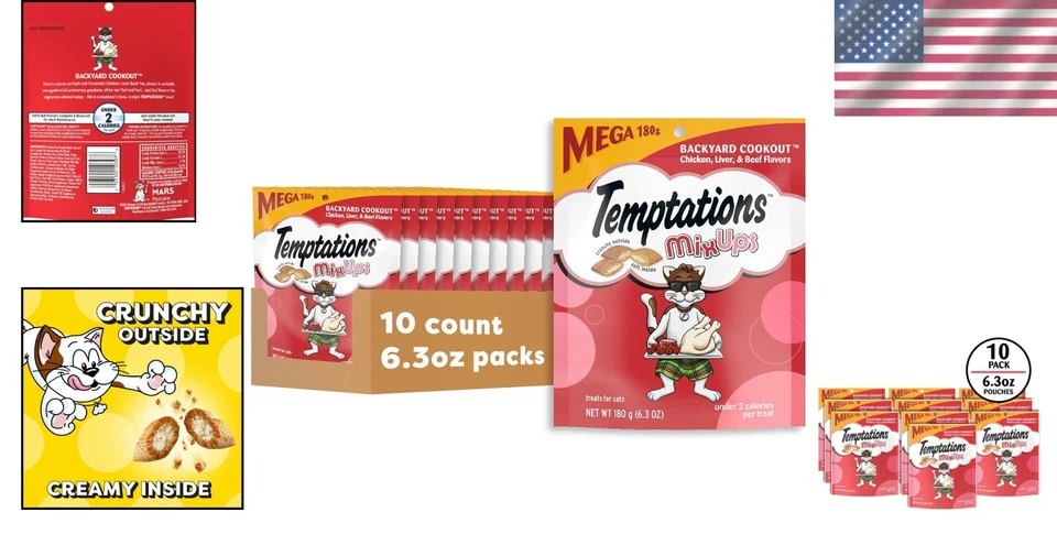 Golosinas para gatos MixUps - sabor para cocinar en el patio trasero, crujiente y suave, paquete de 10, 6,3 oz Foto 2 de 4