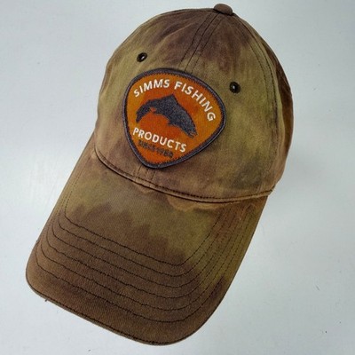 Simms Fishing Products Hat Baseball Cap Stretch Fit S/M Brown Distressed Men's