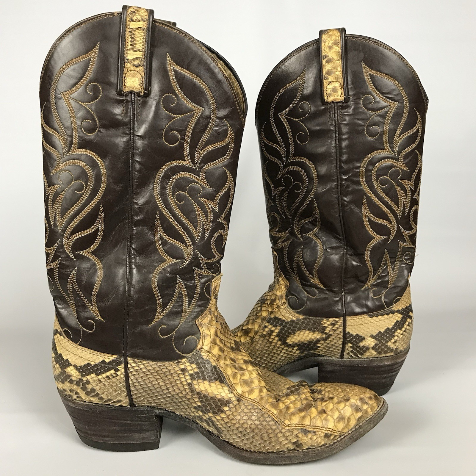 Vtg DAN POST Python Snakeskin Leather Cowboy Boot… - image 12