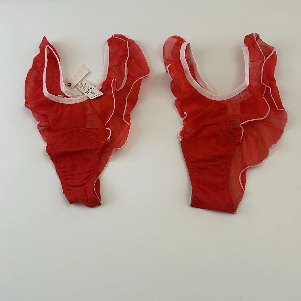 Free People We are HAH Fly Girl Tanga Panty en Sangre Naranja Rojo Pequeño Lote 2 Foto 3 de 4