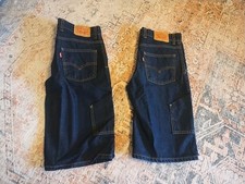 Levi  s Dark Blue 6 Pocket Boys 16 R 28 Carpenter Utility 11" Denim Cargo Shorts
