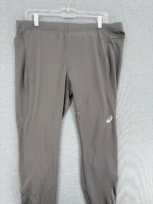 Asics Running Track Pants Mens XL 28'' Gray Reflective Athletic Joggers