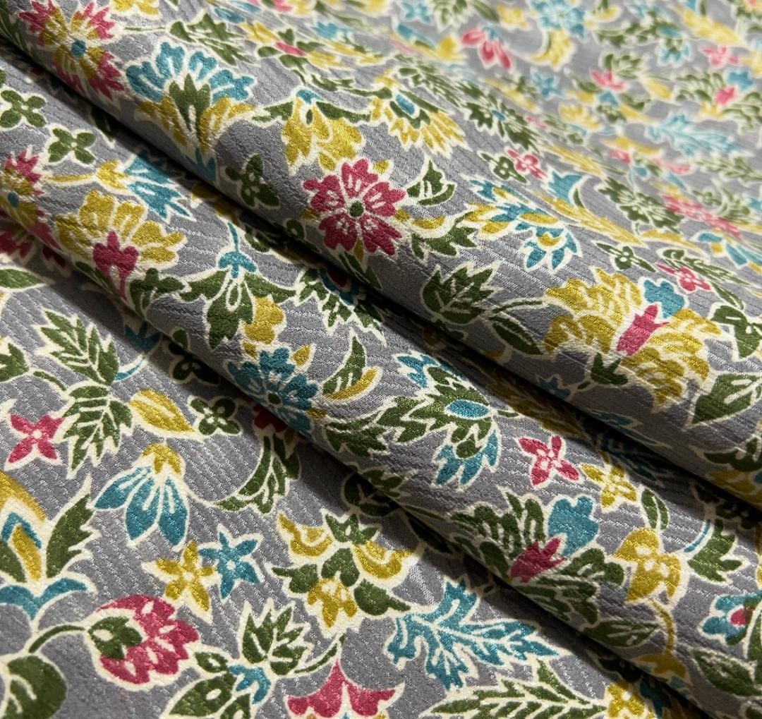 Kimono Small Pattern Gray Yellow Lining Used Size… - image 4